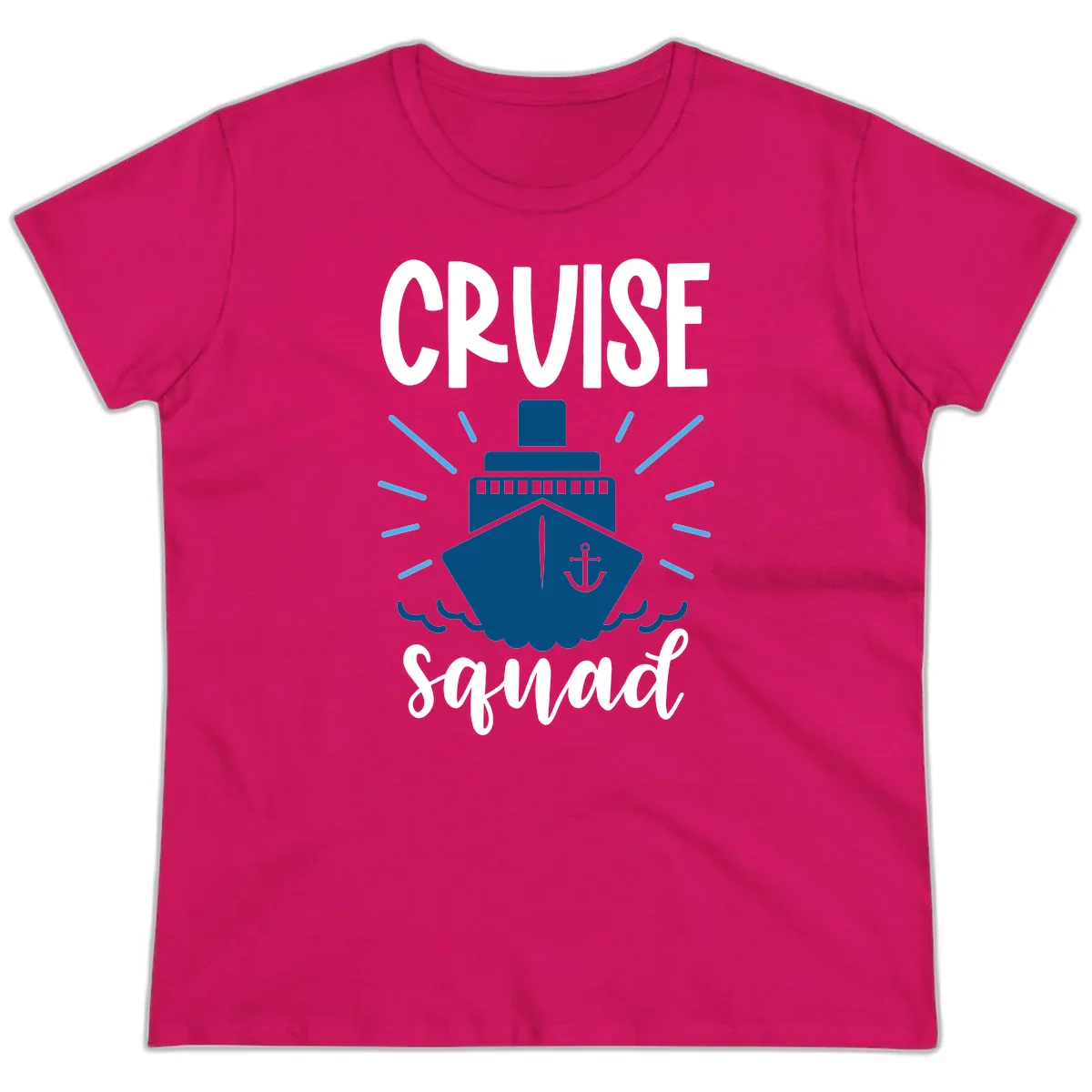 Cruise Squad Ship Anchor Design Ladies Tee in Heliconia
