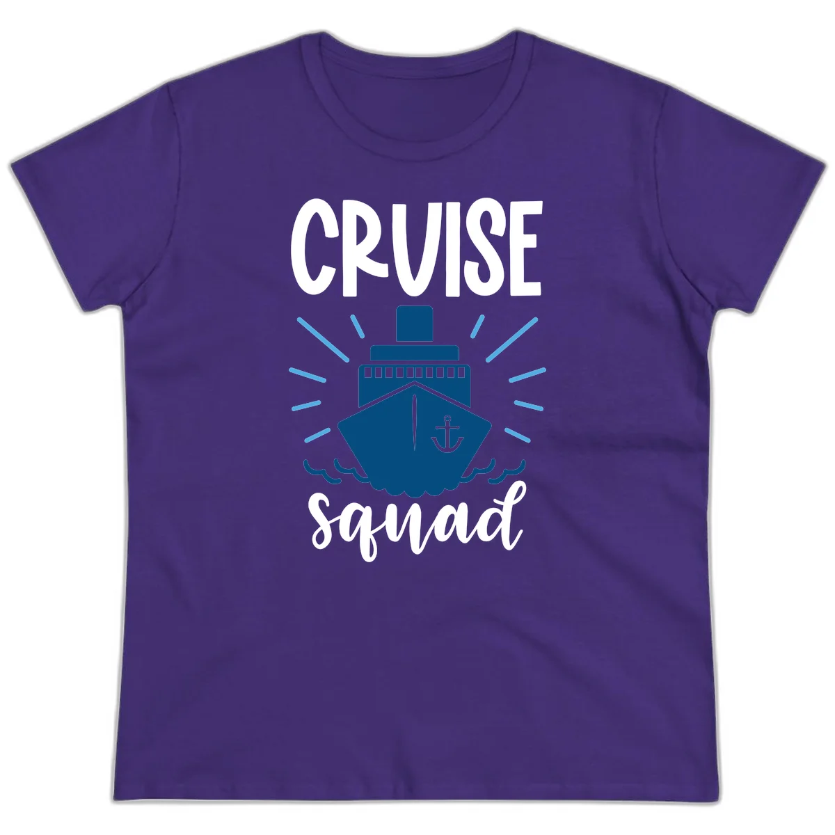 Cruise Squad Ship Anchor Design Ladies Tee in Purple