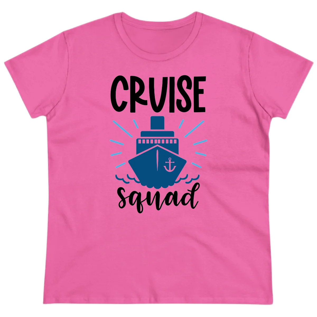 Cruise Squad Ship Anchor Design Ladies Tee in Azalea