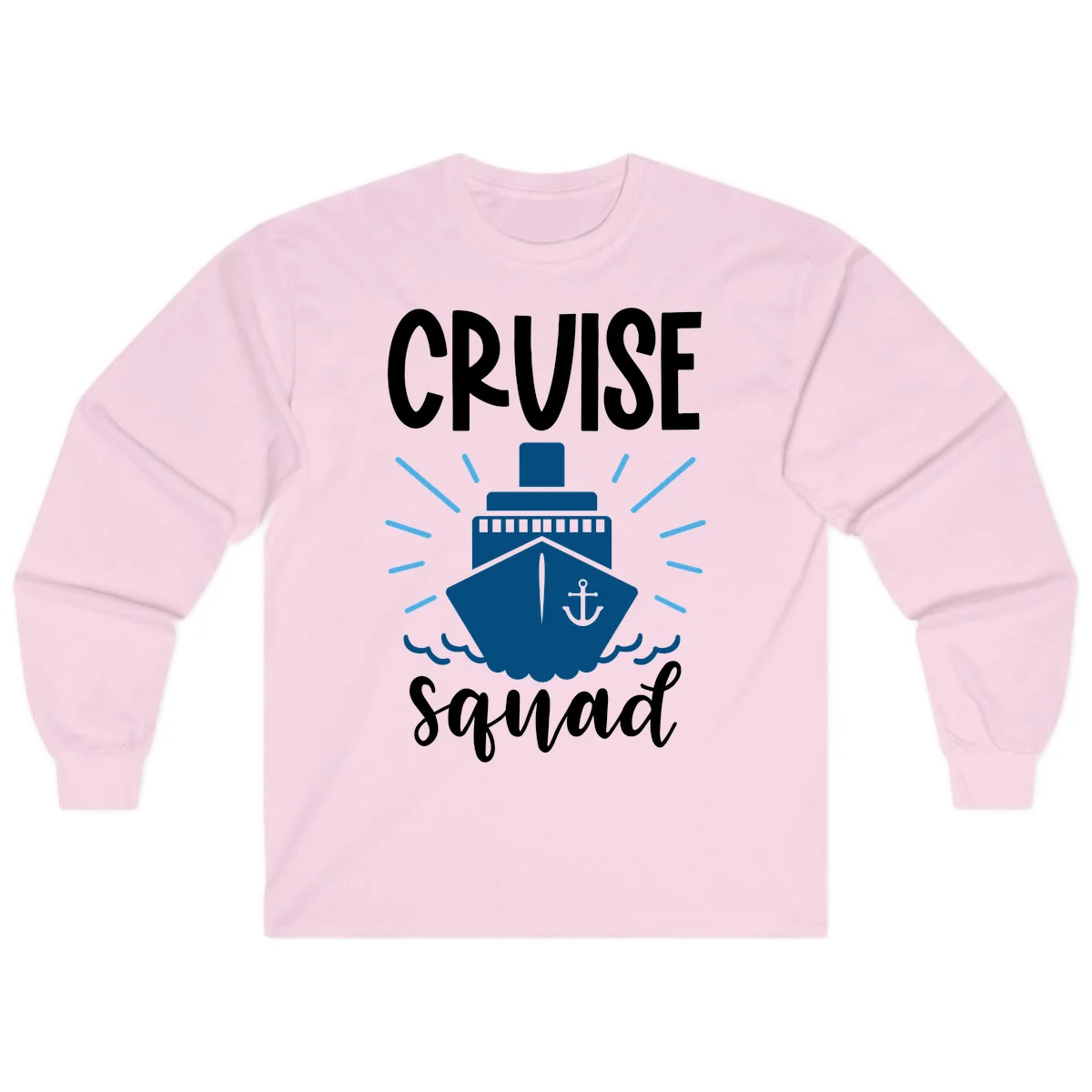 Cruise Squad Ship Anchor Design Long Sleeve Tee in Light Pink