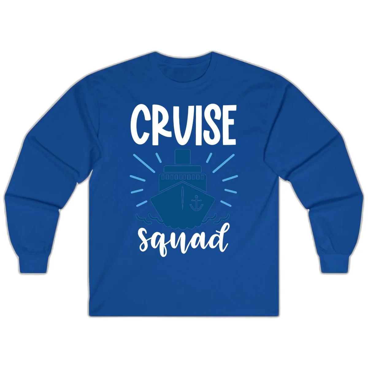 Cruise Squad Ship Anchor Design Long Sleeve Tee in Royal