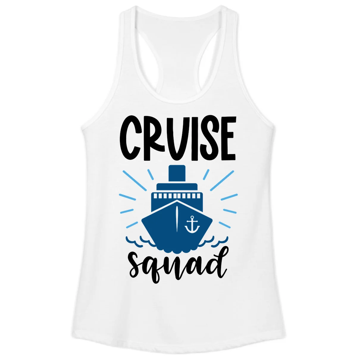 Cruise Squad Ship Anchor Design Ladies Tank Top in White