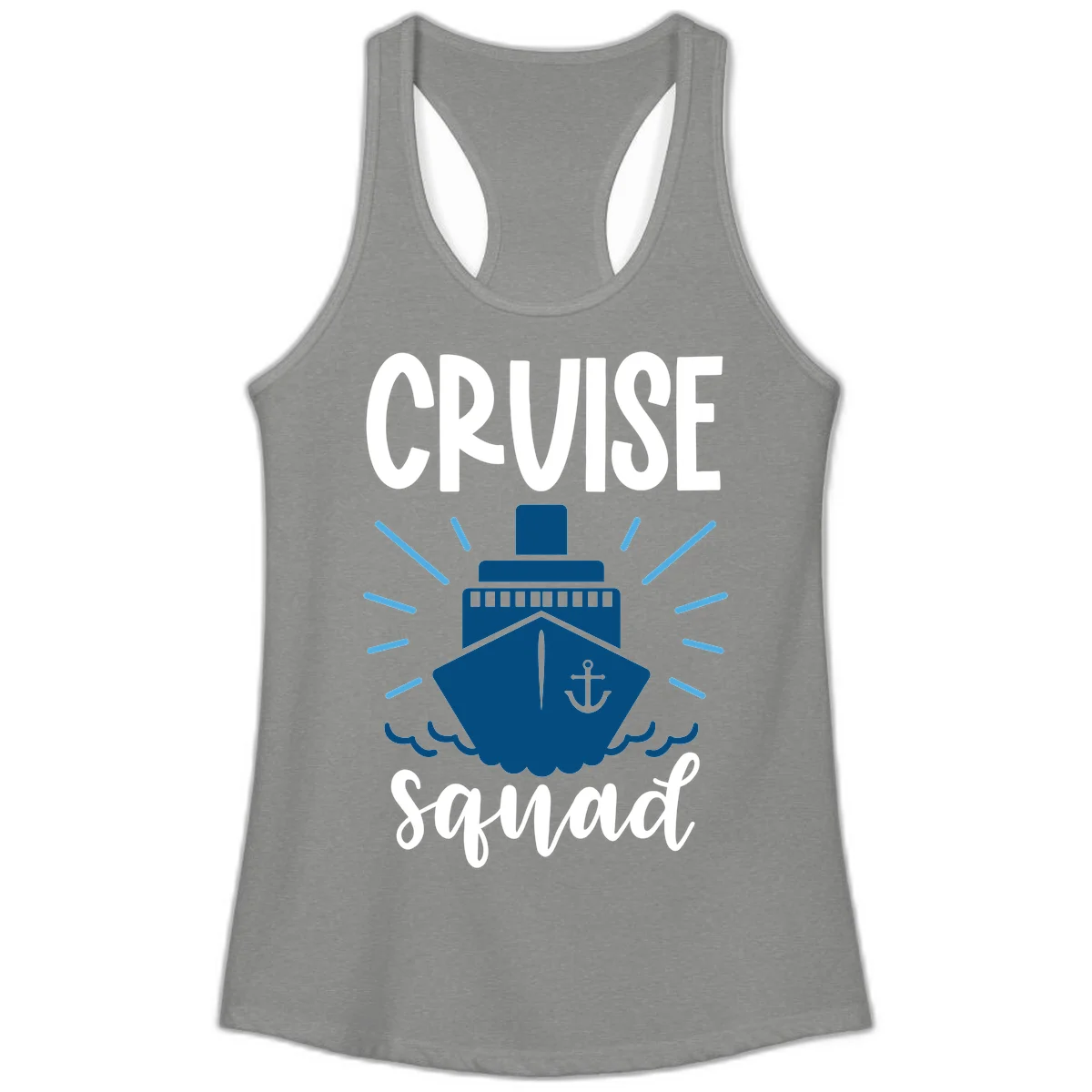 Cruise Squad Ship Anchor Design Ladies Tank Top in Heather Grey