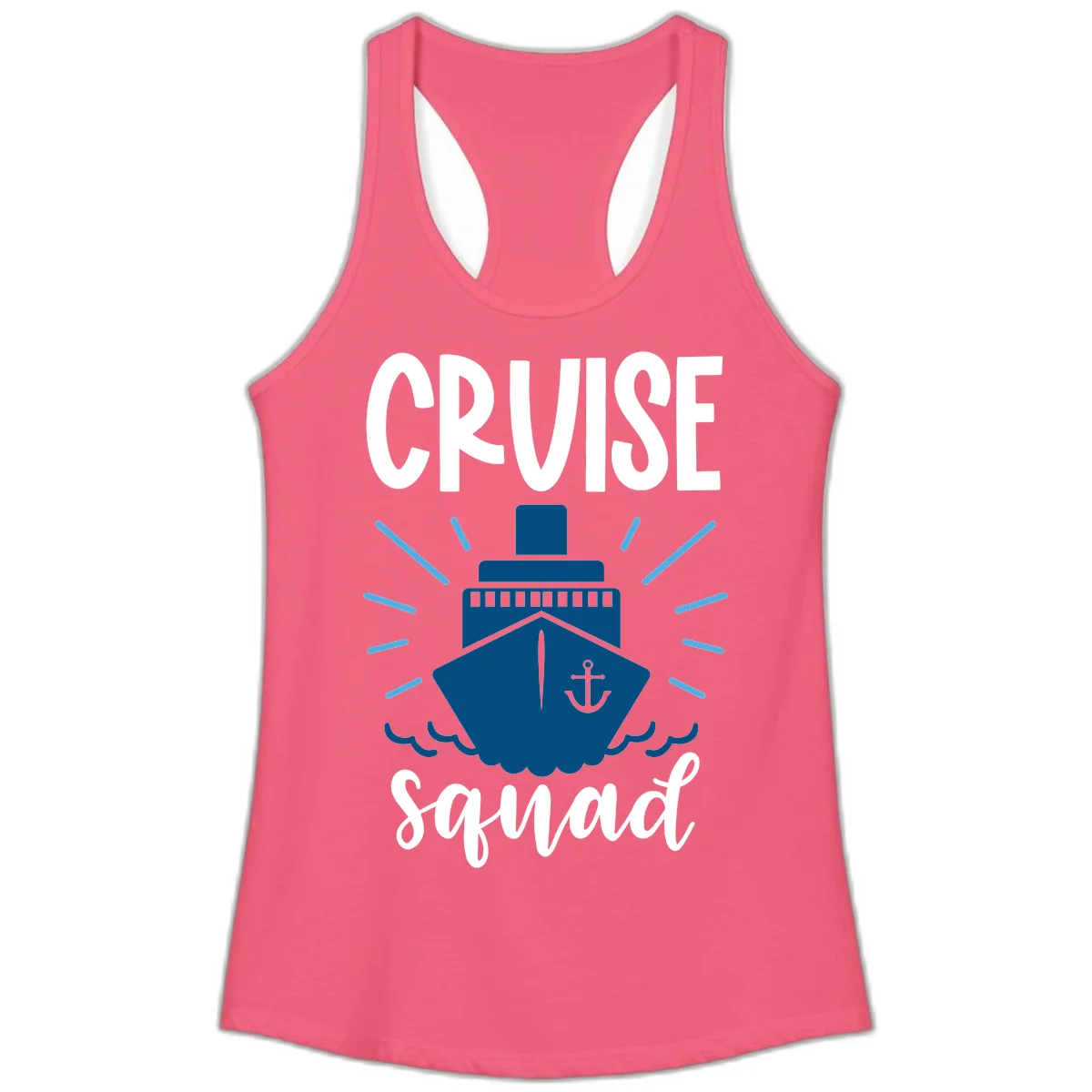 Cruise Squad Ship Anchor Design Ladies Tank Top in Hot Pink