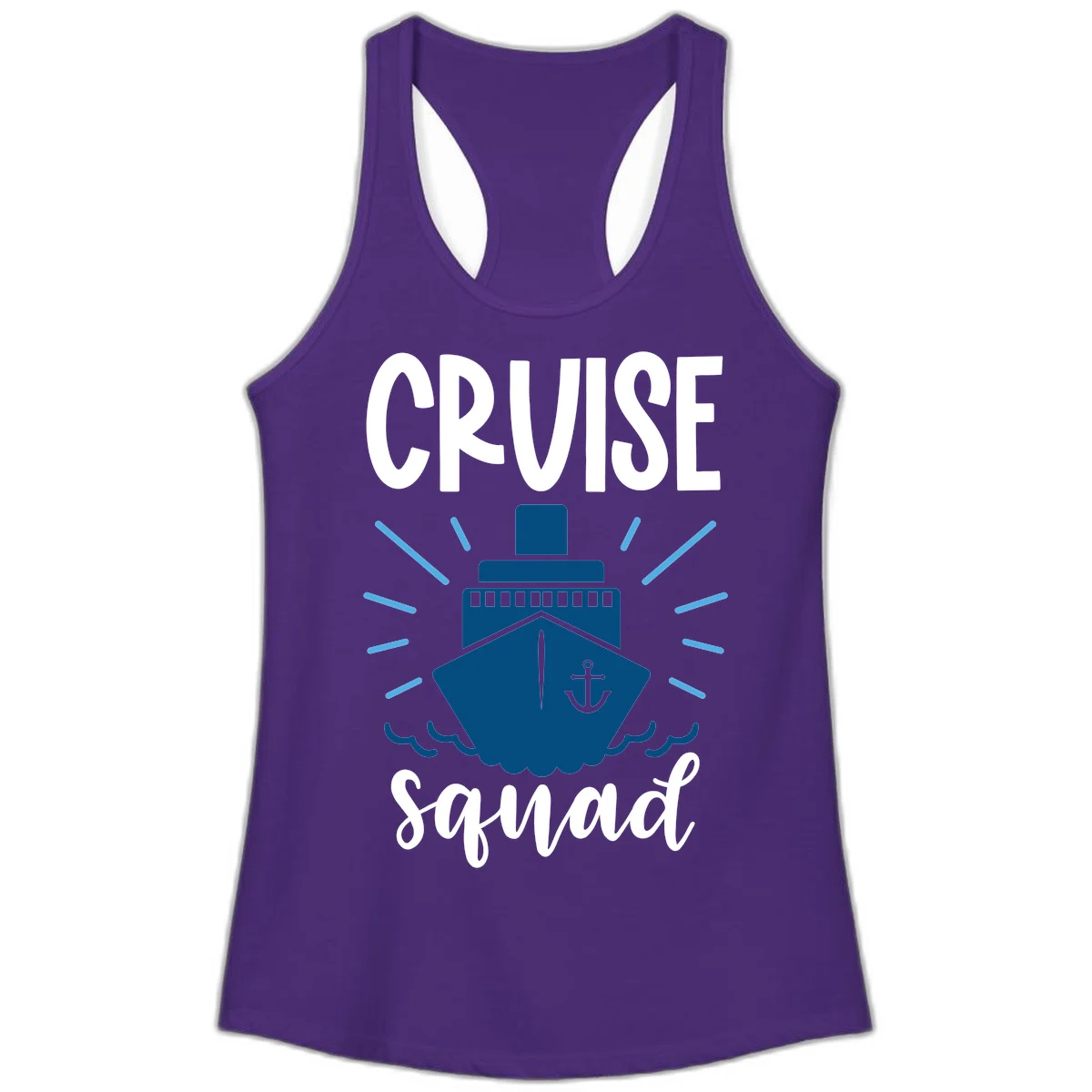 Cruise Squad Ship Anchor Design Ladies Tank Top in Solid Purple Rush