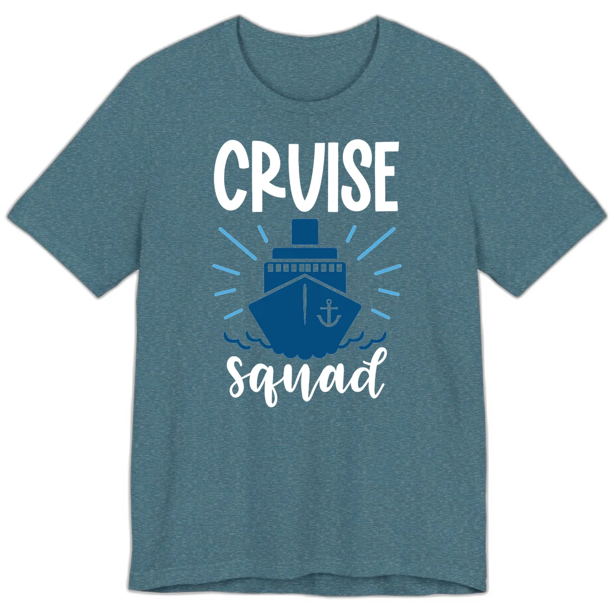 Cruise Squad Ship Anchor Design Premium T-Shirt in Heather Deep Teal