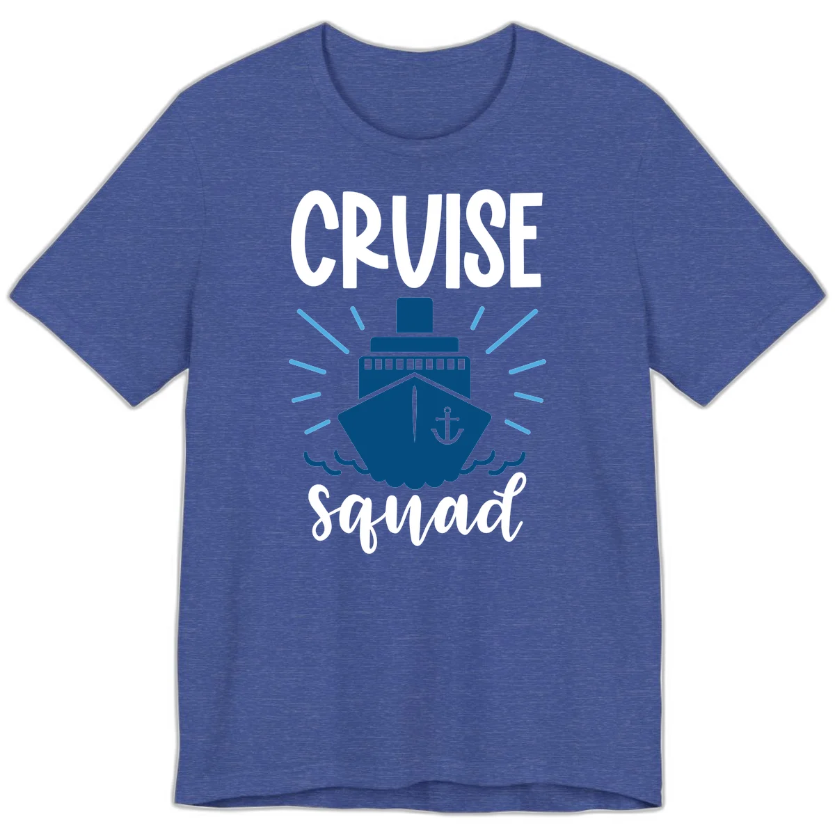 Cruise Squad Ship Anchor Design Premium T-Shirt in Heather True Royal