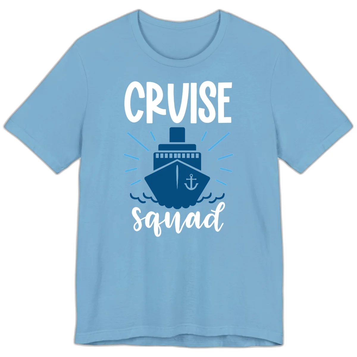 Cruise Squad Ship Anchor Design Premium T-Shirt in Ocean Blue