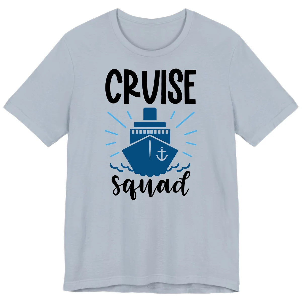 Cruise Squad Ship Anchor Design Premium T-Shirt in Light Blue