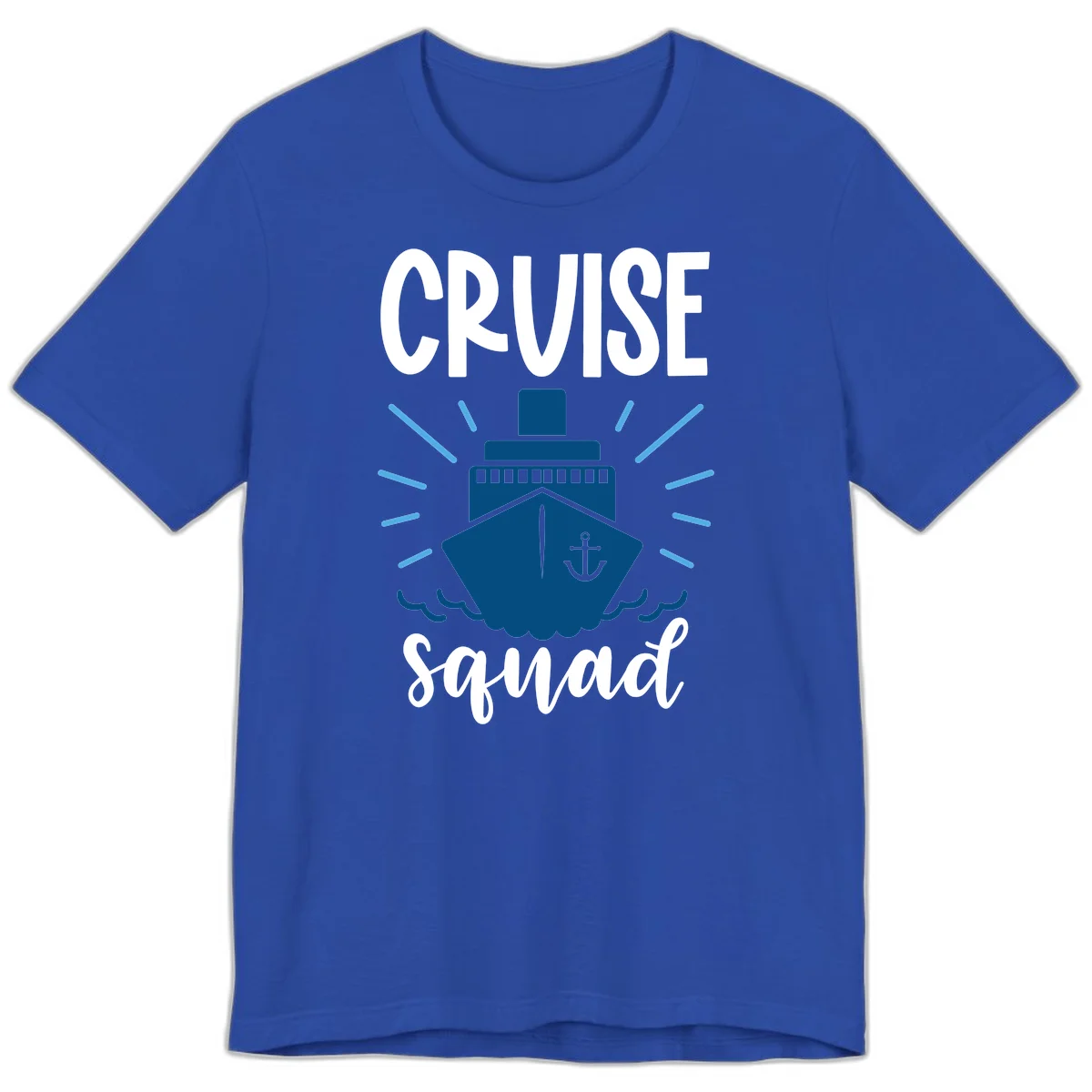 Cruise Squad Ship Anchor Design Premium T-Shirt in True Royal