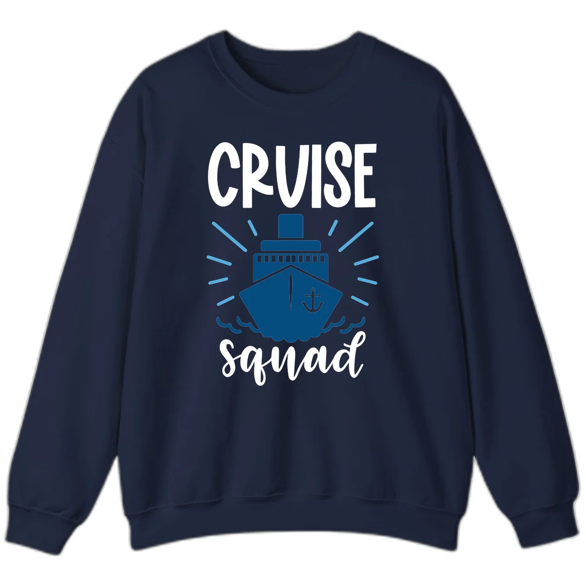 Cruise Squad Ship Anchor Design Crewneck Sweatshirt in Navy