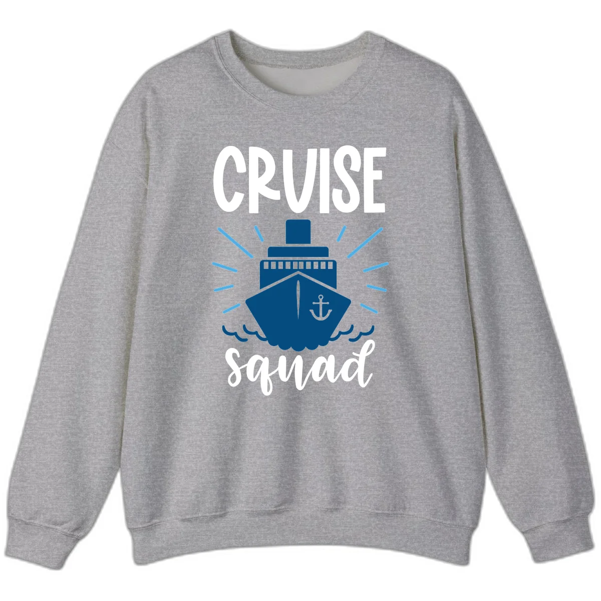 Cruise Squad Ship Anchor Design Crewneck Sweatshirt in Sport Grey