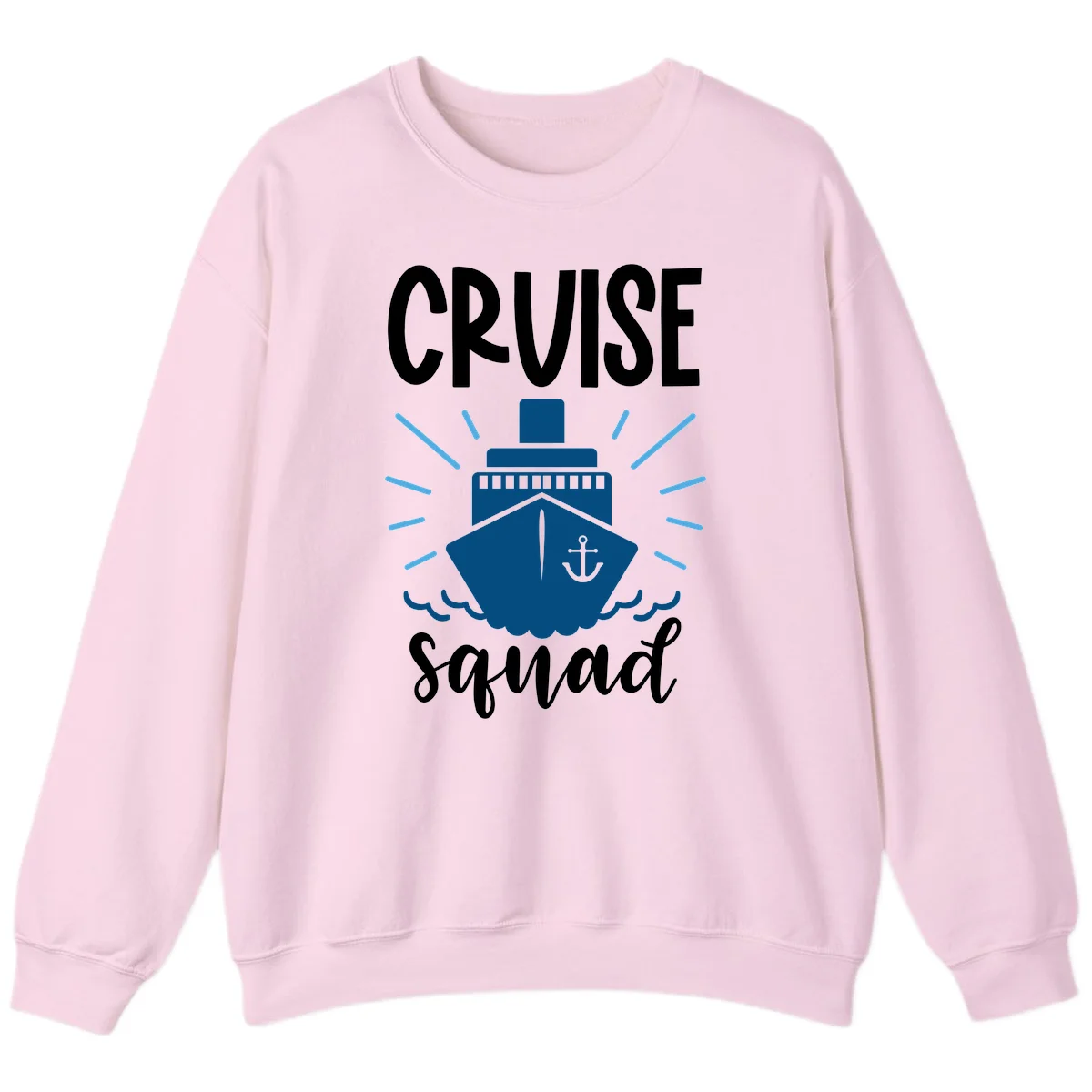 Cruise Squad Ship Anchor Design Crewneck Sweatshirt in Light Pink