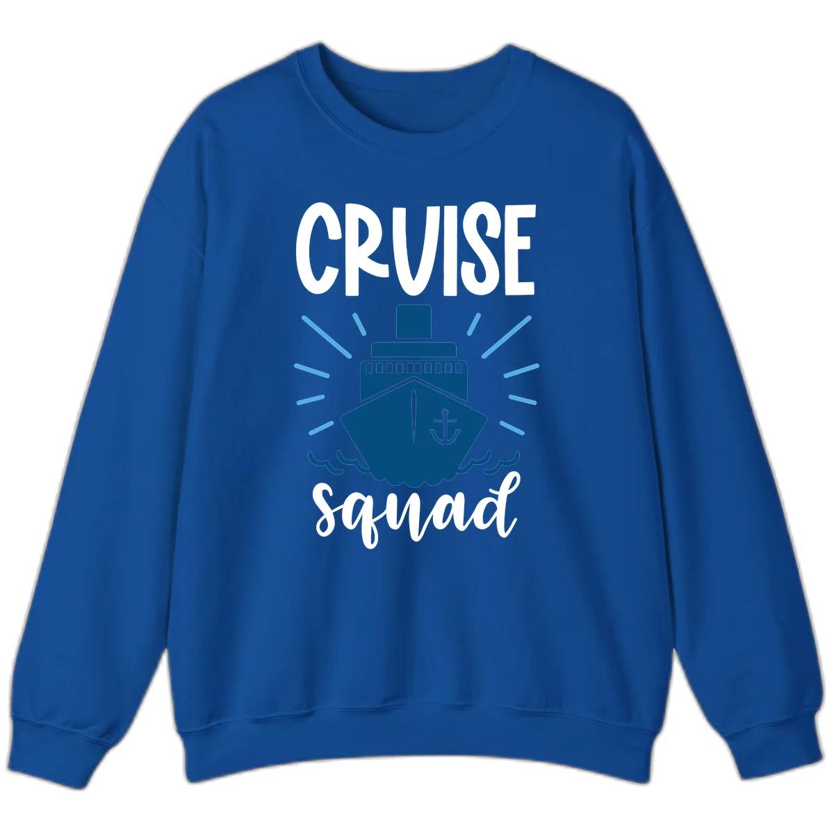 Cruise Squad Ship Anchor Design Crewneck Sweatshirt in Royal