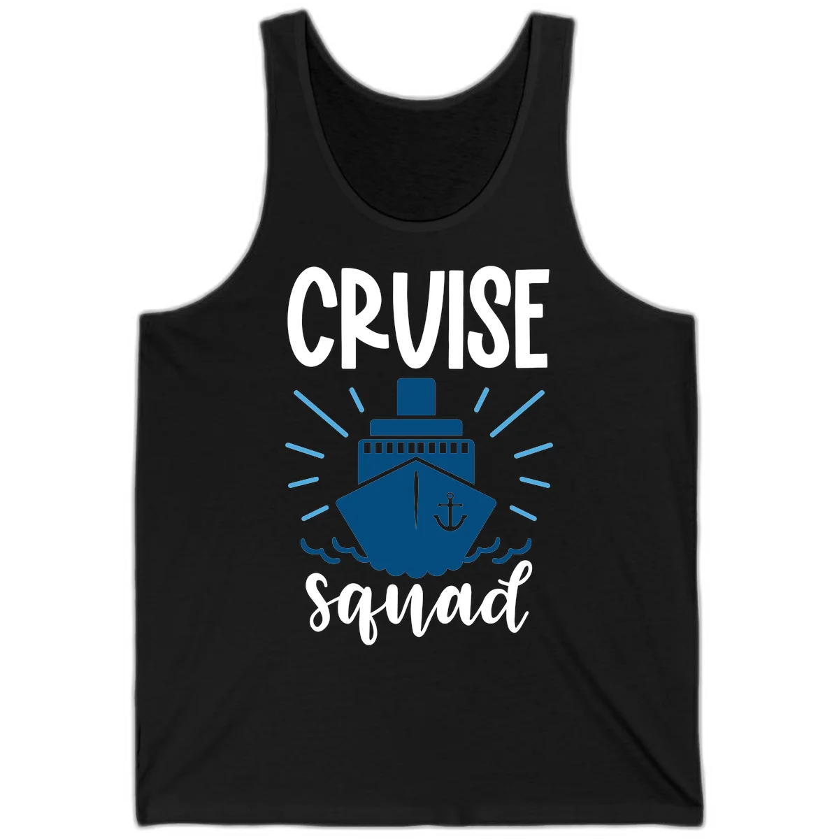 Cruise Squad Ship Anchor Design Unisex Tank Top in Black