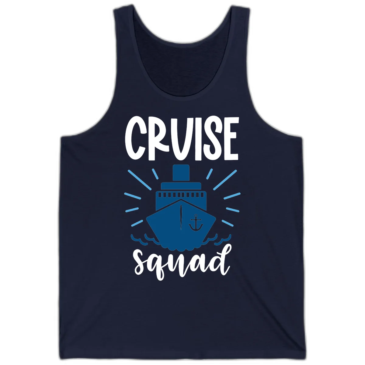 Cruise Squad Ship Anchor Design Unisex Tank Top in Navy