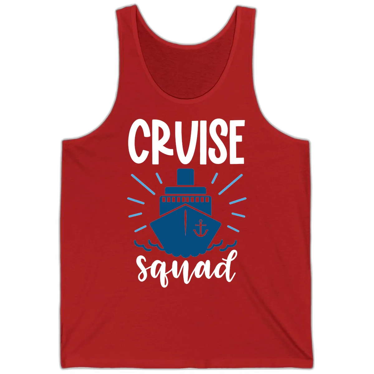 Cruise Squad Ship Anchor Design Unisex Tank Top in Red