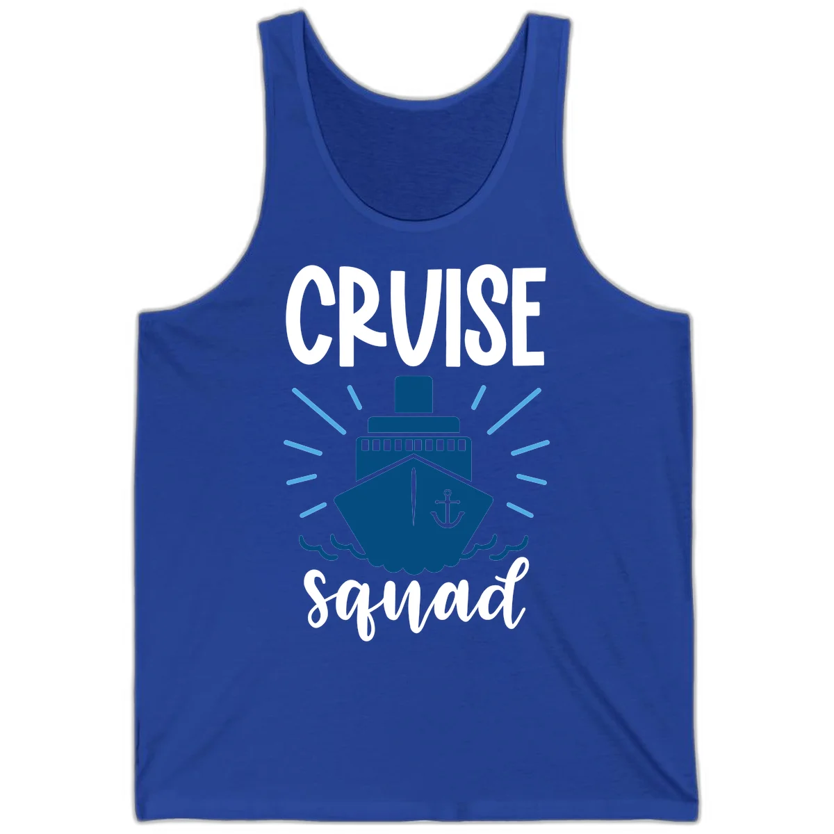 Cruise Squad Ship Anchor Design Unisex Tank Top in True Royal