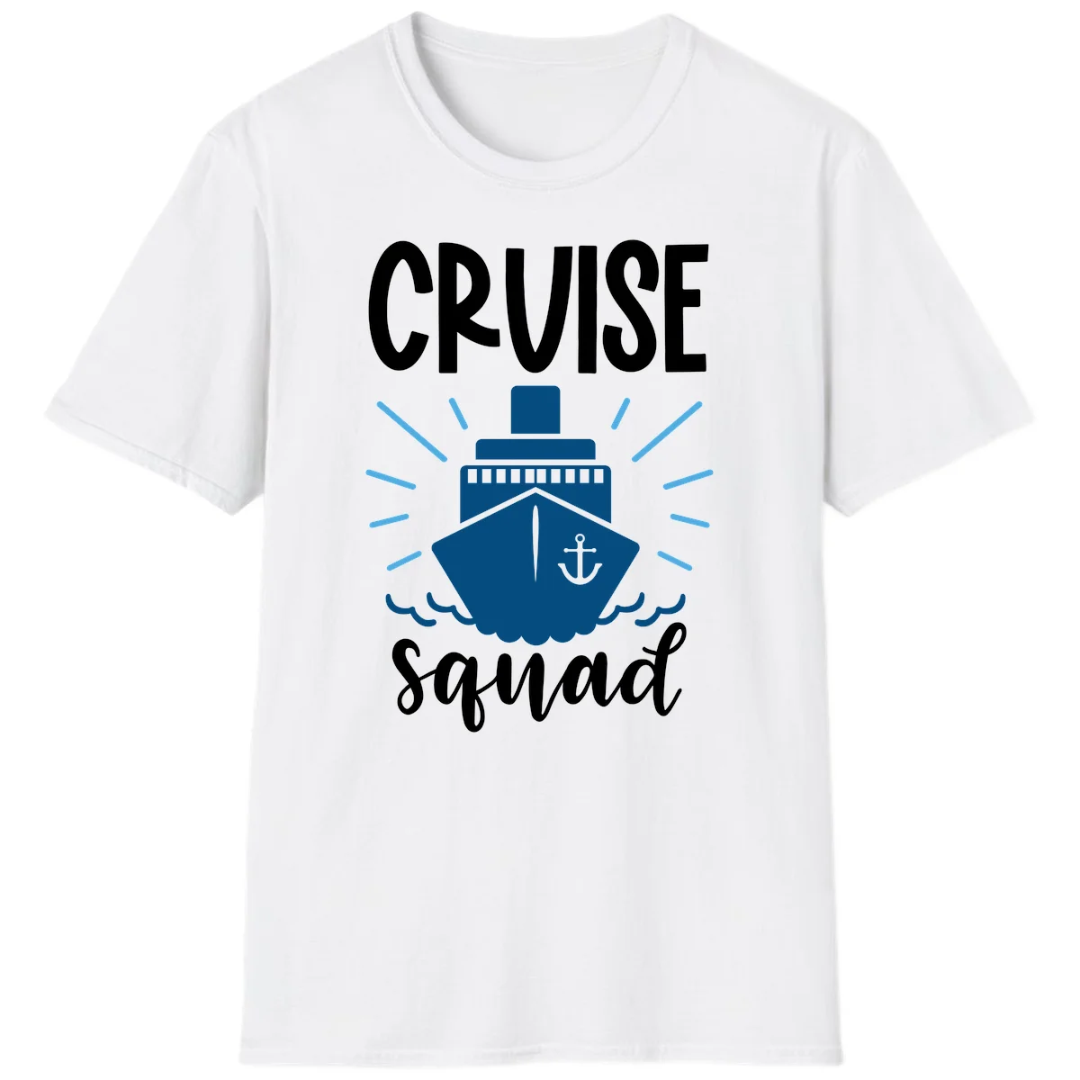 Cruise Squad Ship Anchor Design Vacation T-Shirt in White