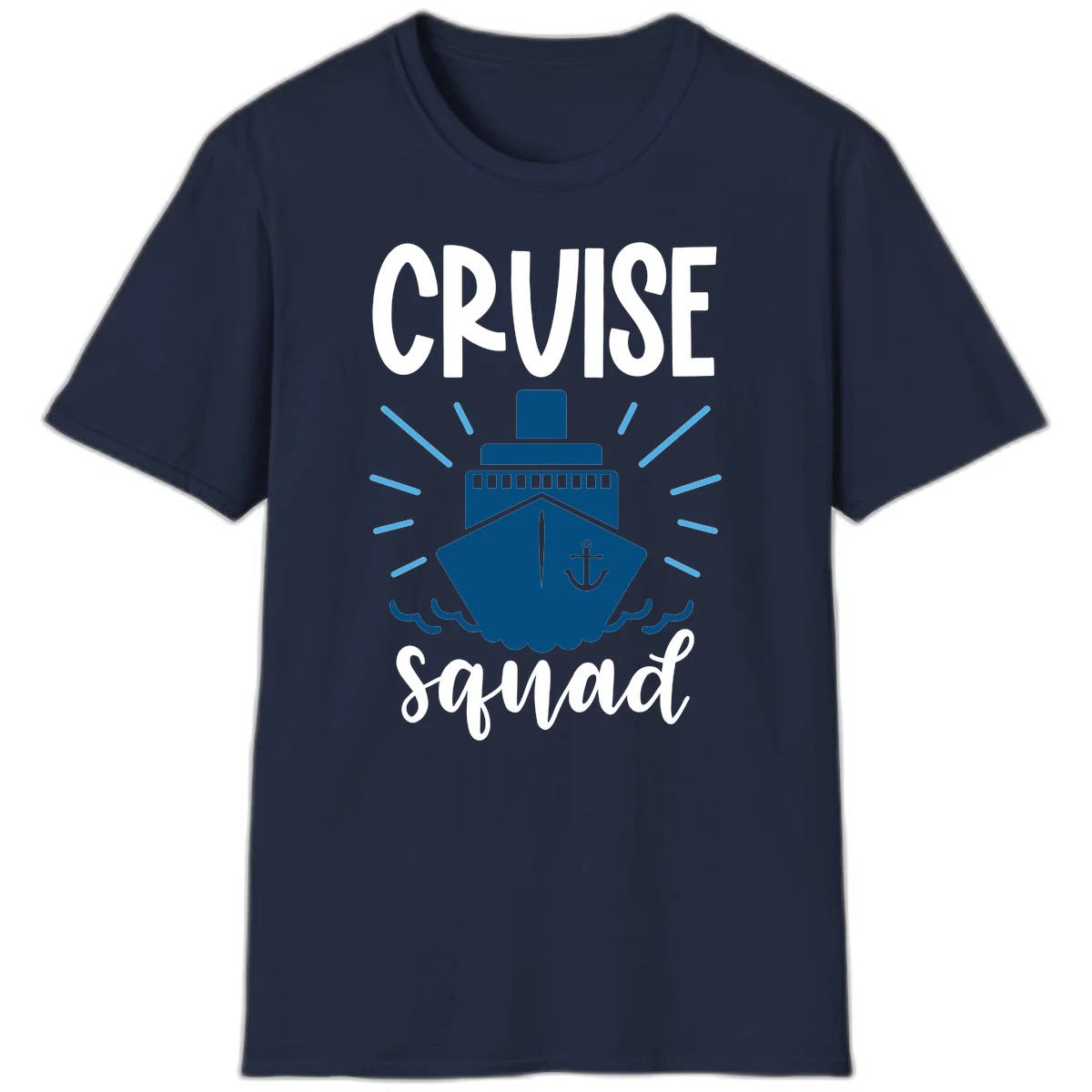 Cruise Squad Ship Anchor Design Vacation T-Shirt in Navy