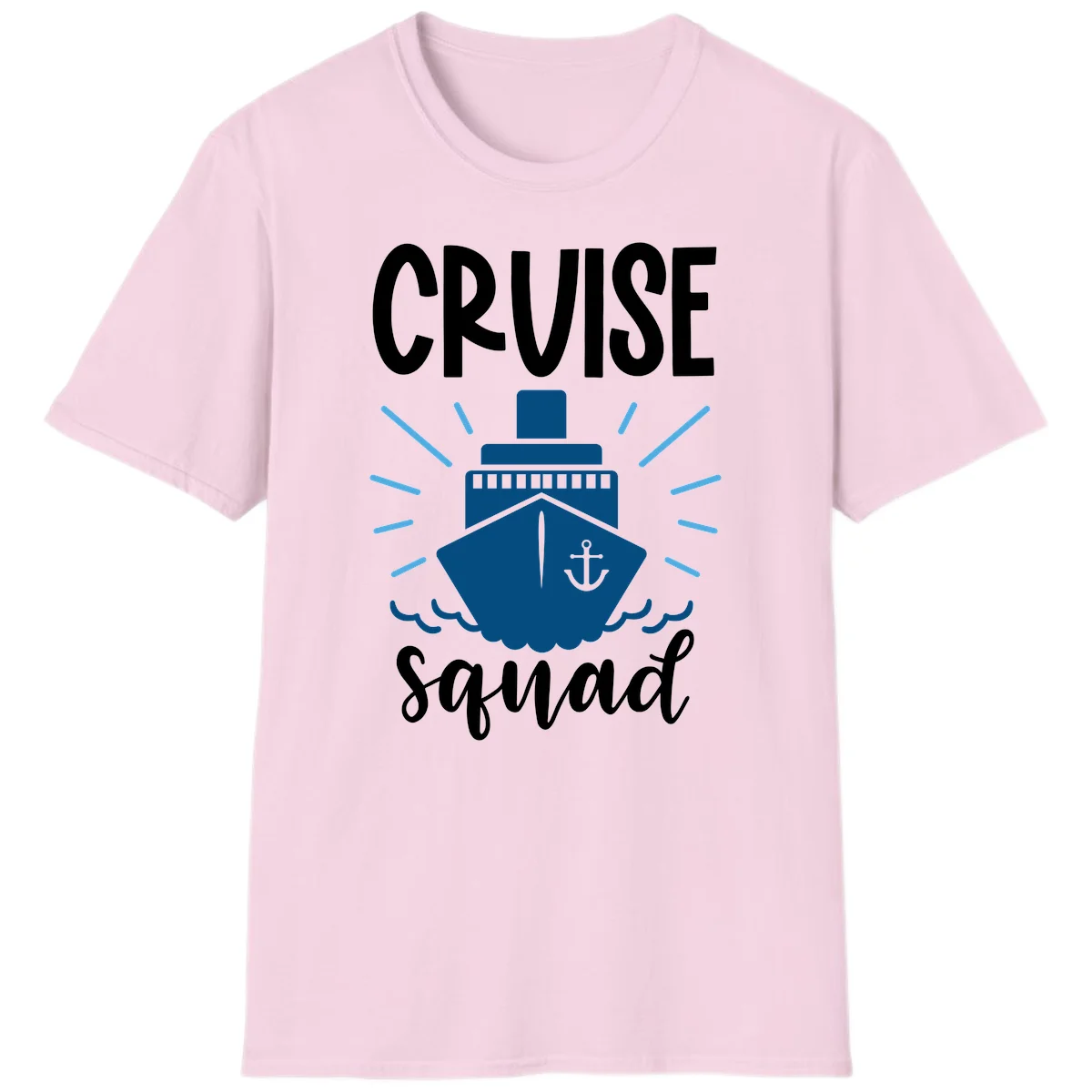 Cruise Squad Ship Anchor Design Vacation T-Shirt in Light Pink