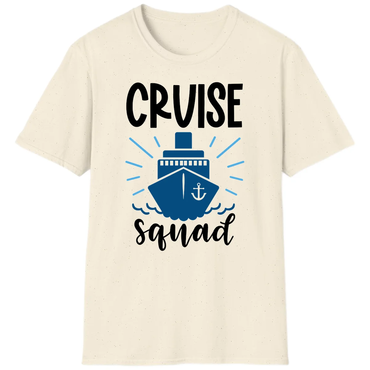 Cruise Squad Ship Anchor Design Vacation T-Shirt in Natural