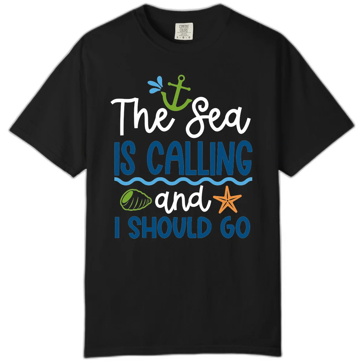 The Sea Is Calling Comfort Color in Black
