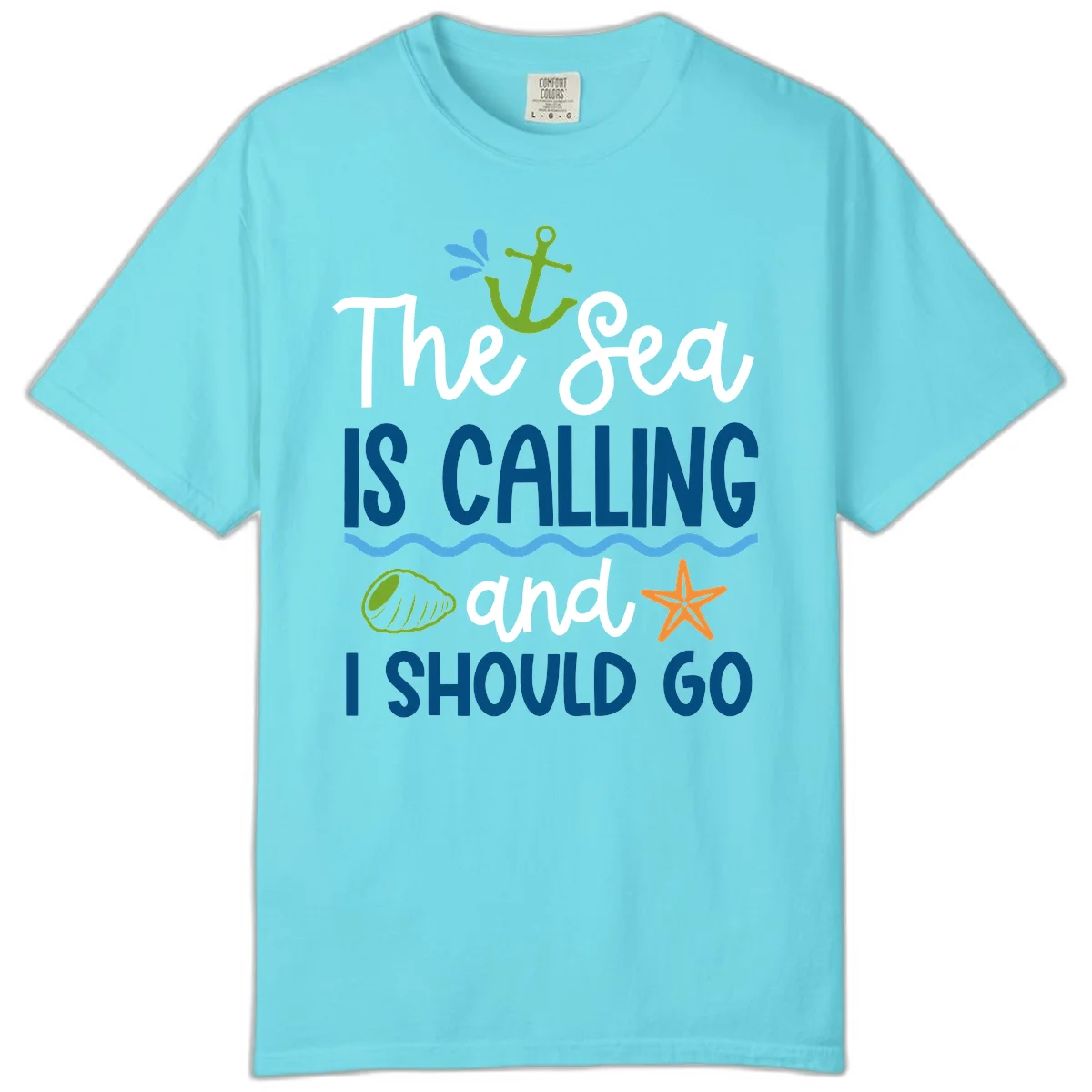 The Sea Is Calling Comfort Color in Lagoon Blue