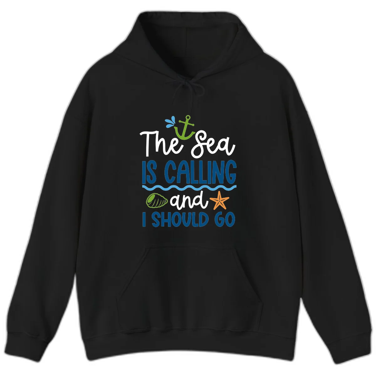 The Sea Is Calling Hoodie in Black