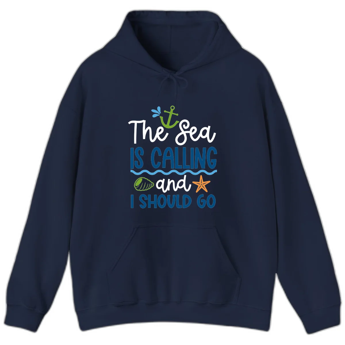 The Sea Is Calling Hoodie in Navy