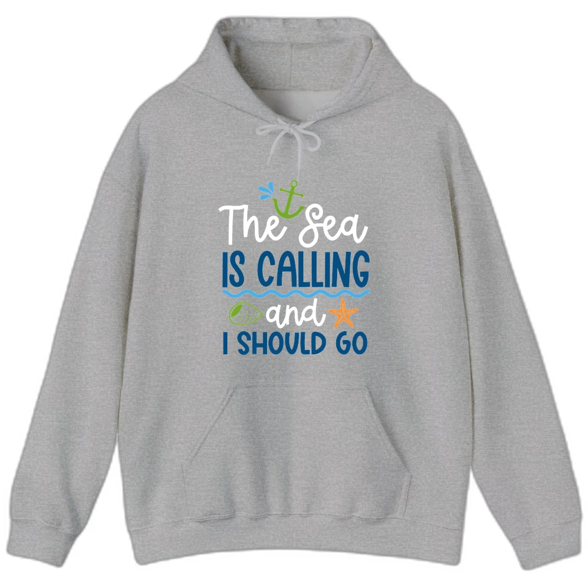 The Sea Is Calling Hoodie in Sport Grey
