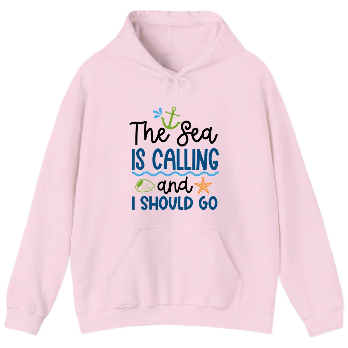 The Sea Is Calling Hoodie in Light Pink