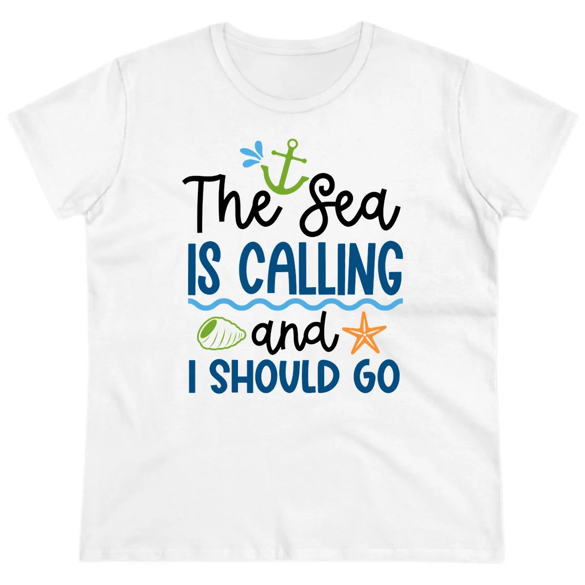 The Sea Is Calling Ladies Tee in White