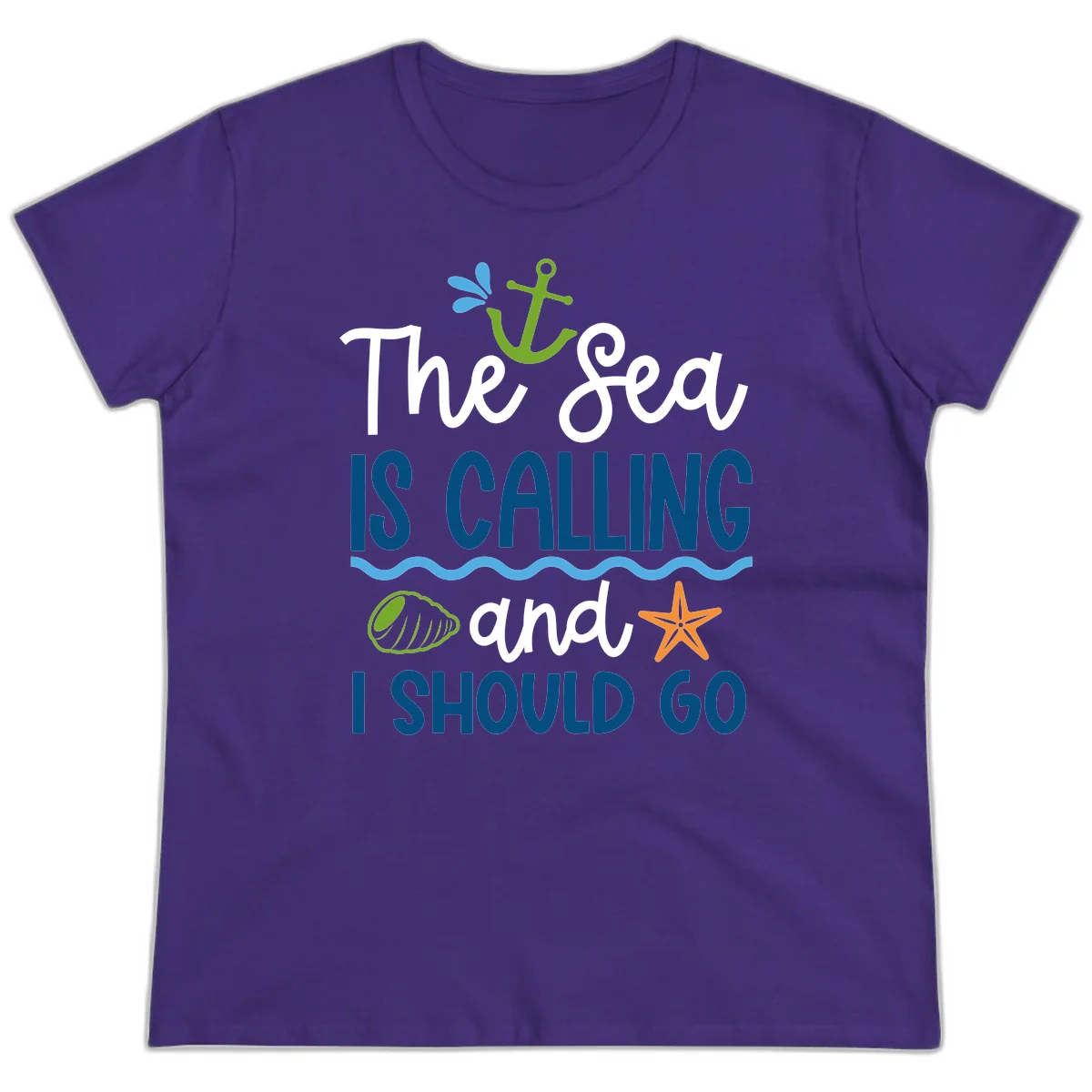 The Sea Is Calling Ladies Tee in Purple