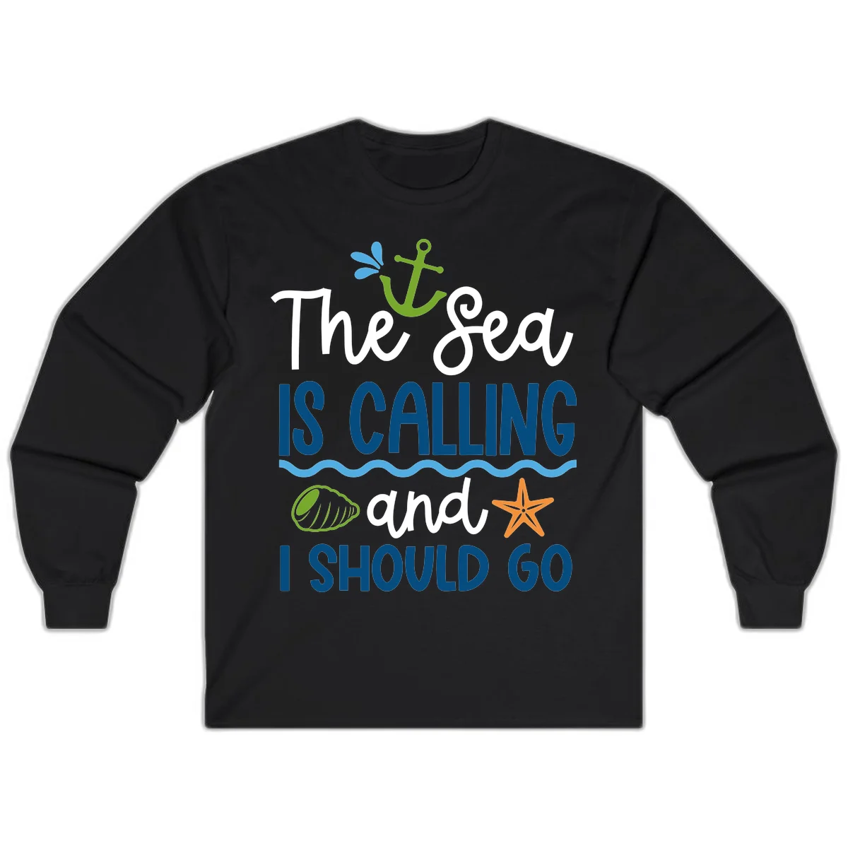 The Sea Is Calling Long Sleeve in Black