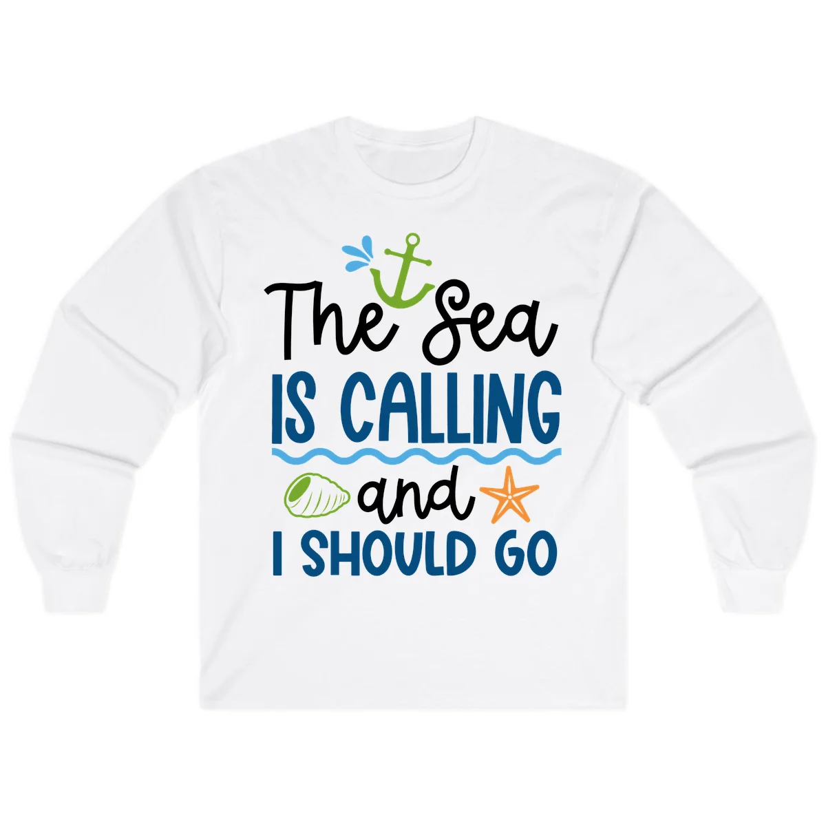 The Sea Is Calling Long Sleeve in White