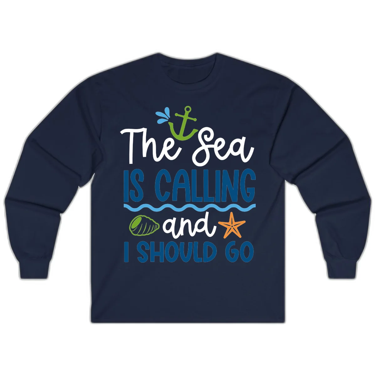 The Sea Is Calling Long Sleeve in Navy