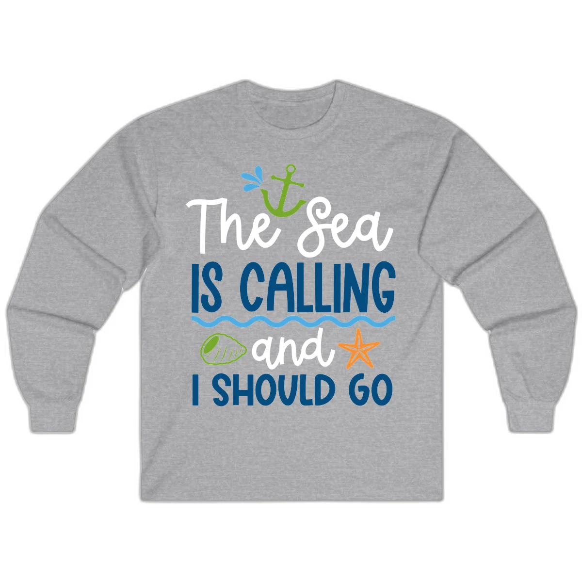 The Sea Is Calling Long Sleeve in Sport Grey