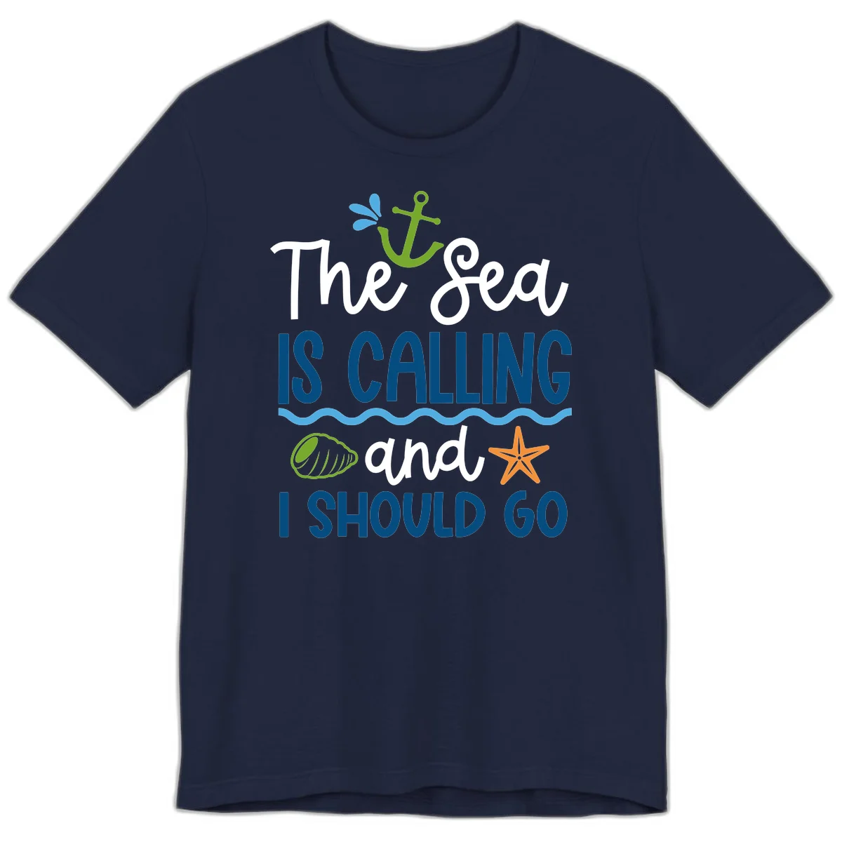 The Sea Is Calling Premium T-Shirt in Navy