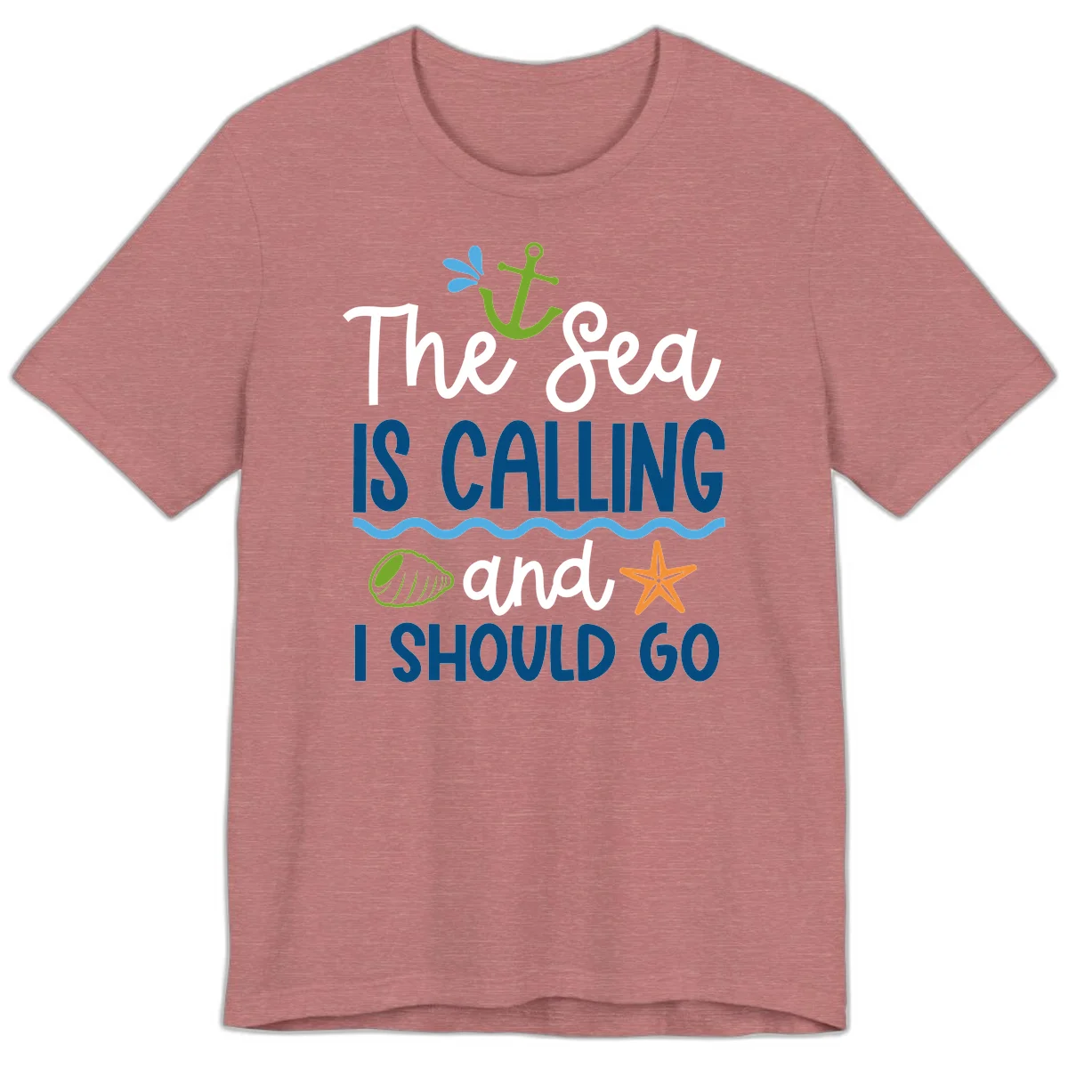 The Sea Is Calling Premium T-Shirt in Heather Mauve