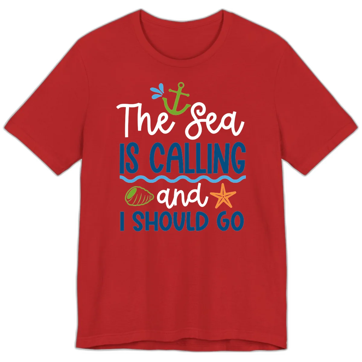The Sea Is Calling Premium T-Shirt in Red