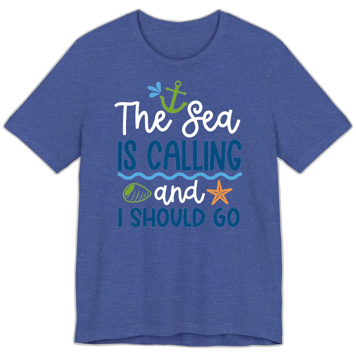 The Sea Is Calling Premium T-Shirt in Heather True Royal