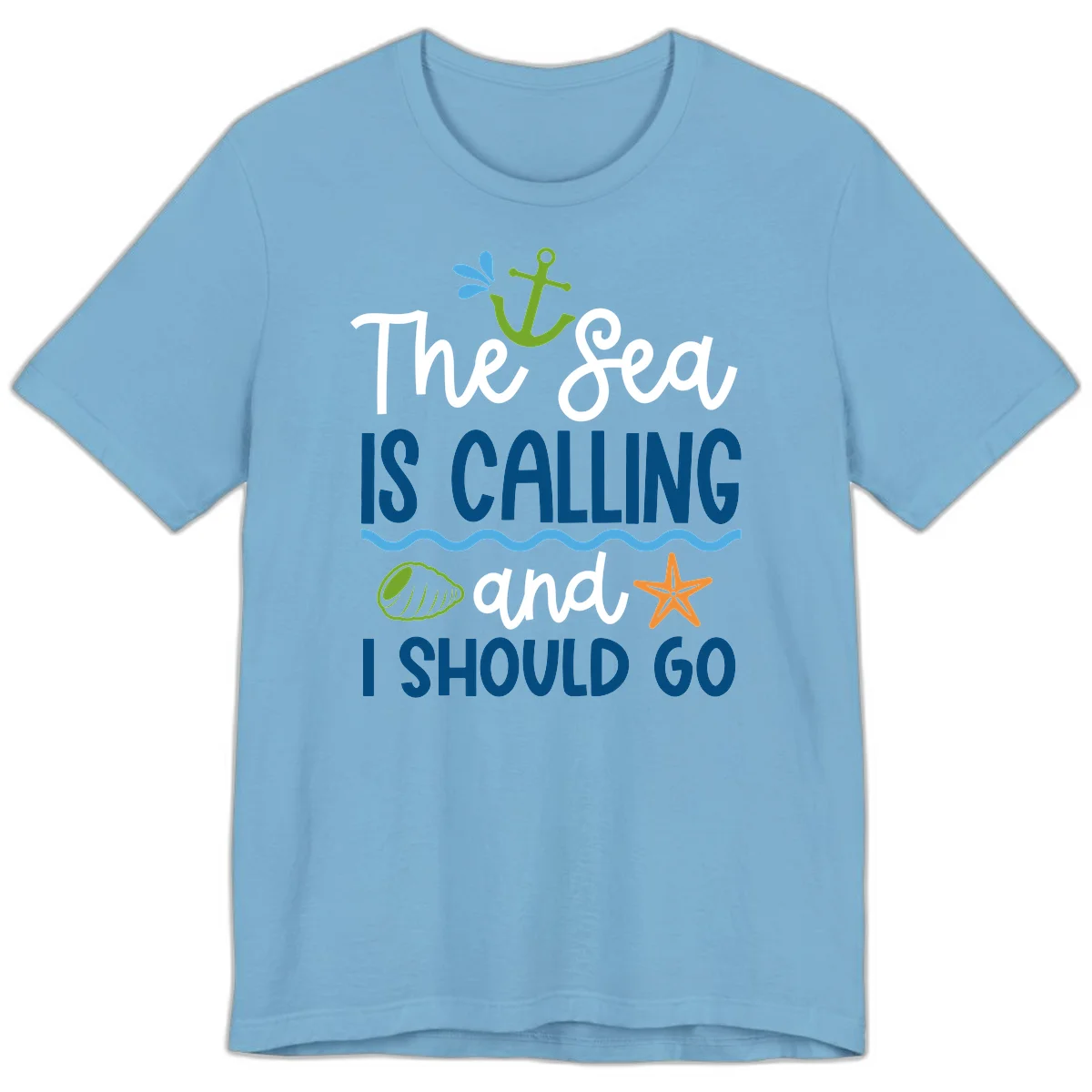 The Sea Is Calling Premium T-Shirt in Ocean Blue