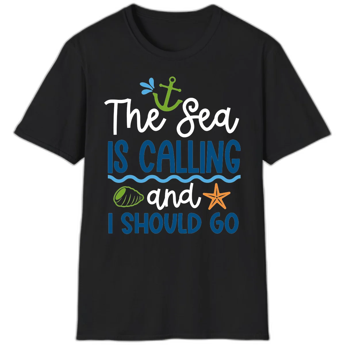 The Sea Is Calling T-Shirt in Black