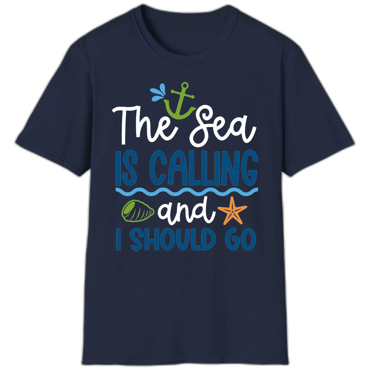 The Sea Is Calling T-Shirt in Navy