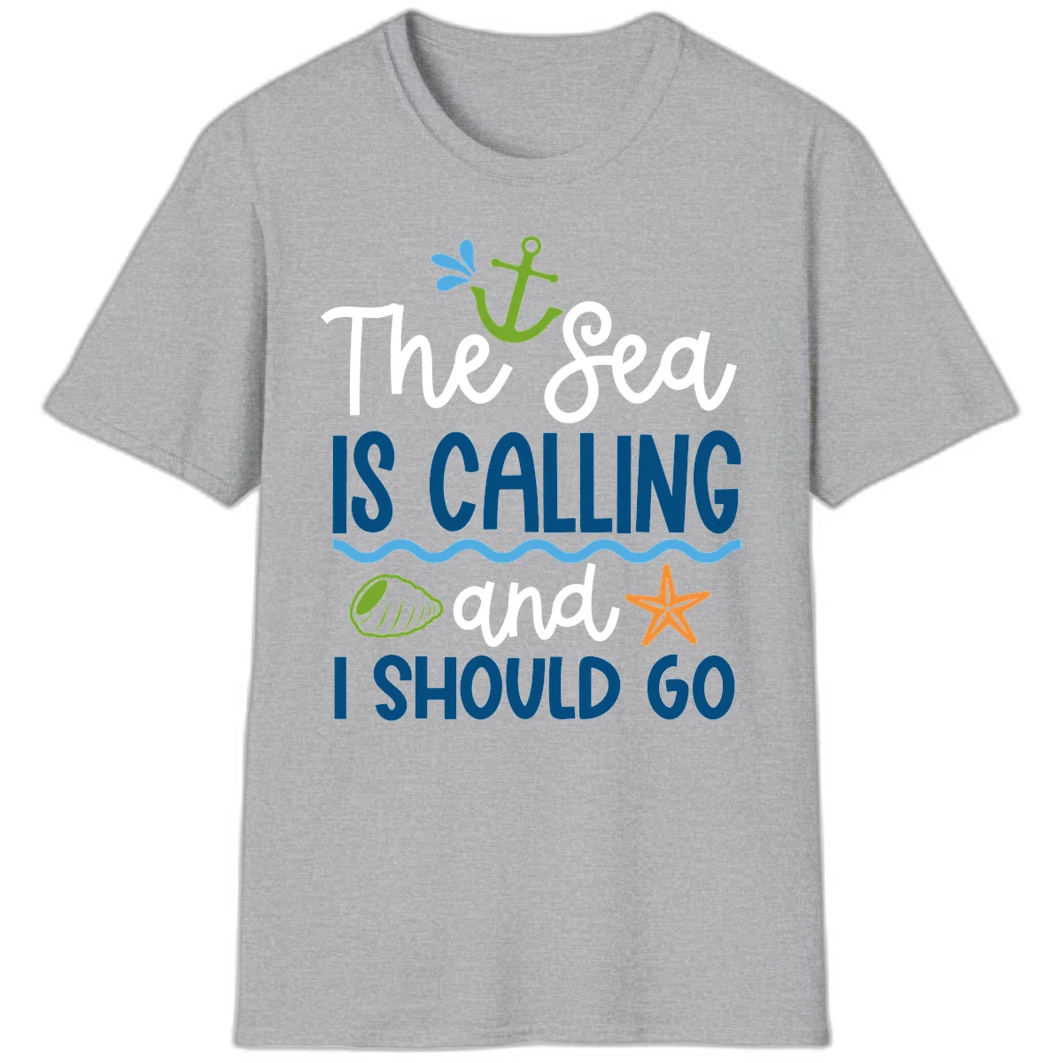 The Sea Is Calling T-Shirt in Sport Grey