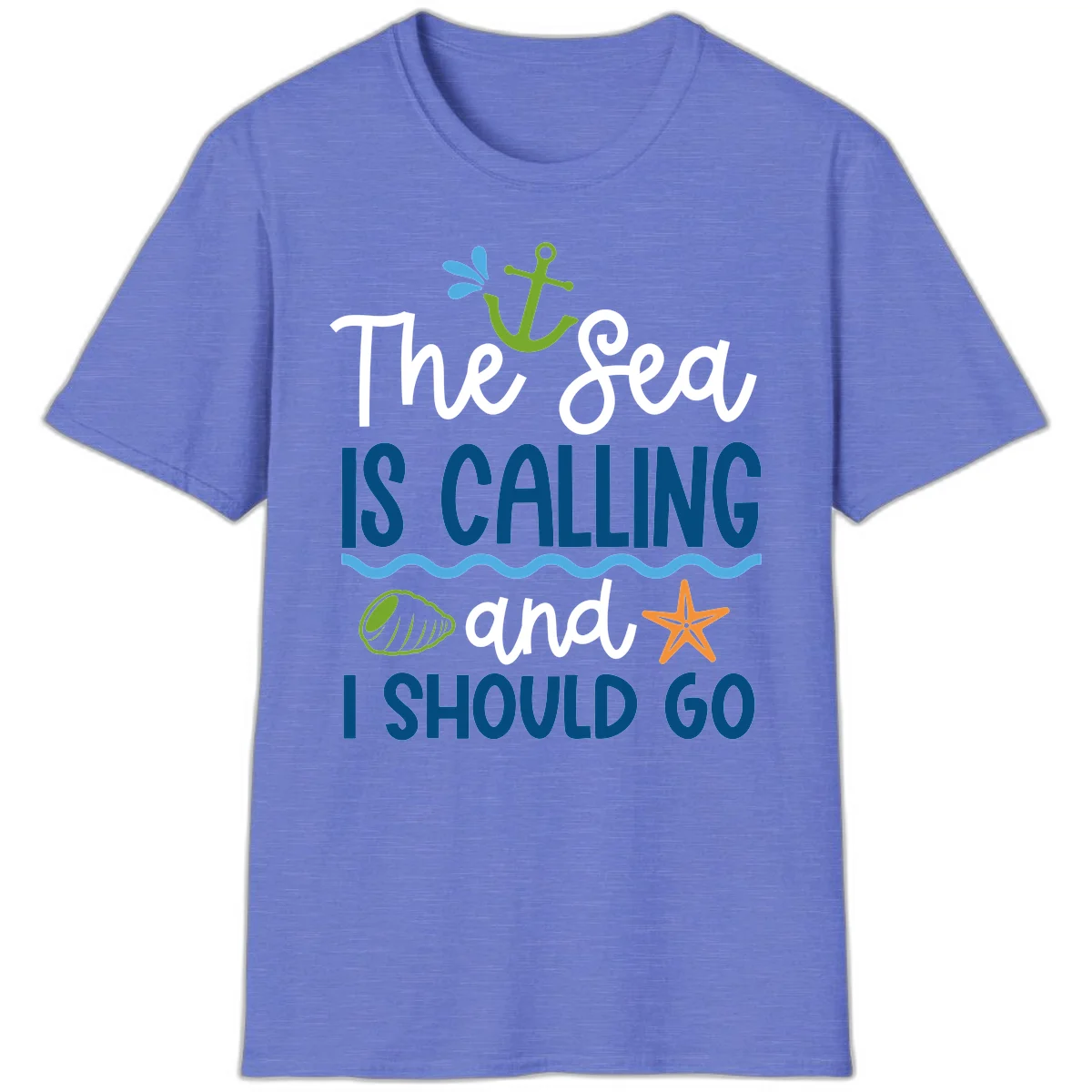 The Sea Is Calling T-Shirt in Heather Royal