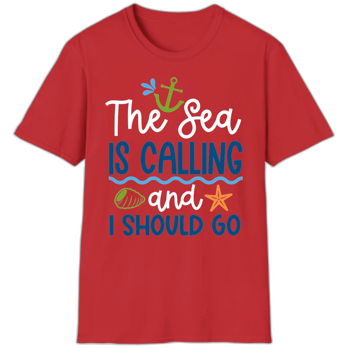 The Sea Is Calling T-Shirt in Red