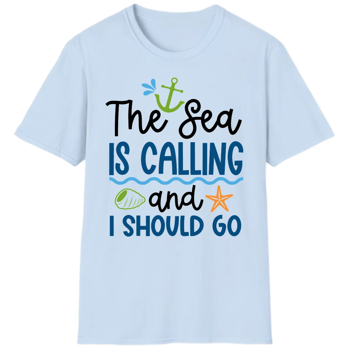 The Sea Is Calling T-Shirt in Light Blue