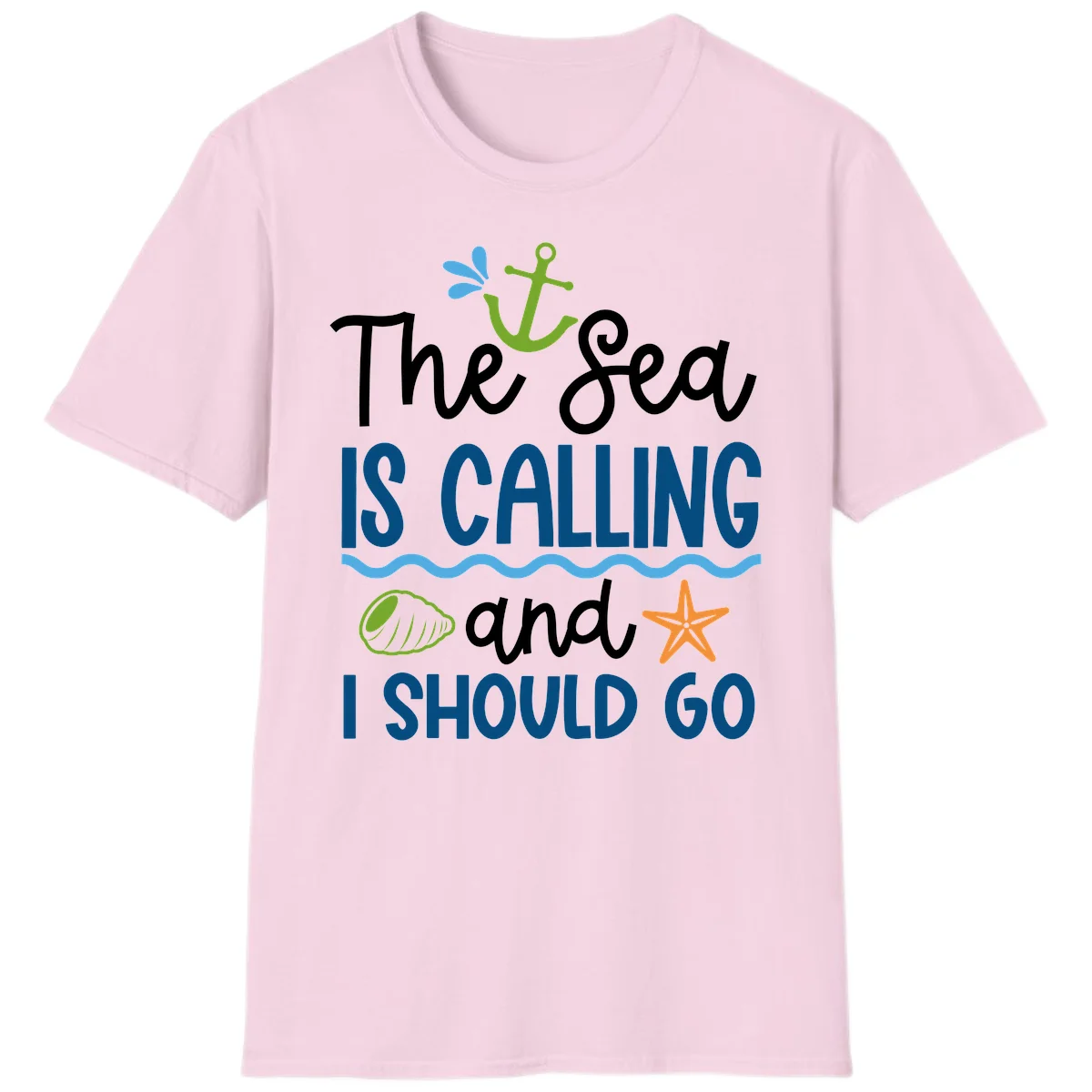 The Sea Is Calling T-Shirt in Light Pink